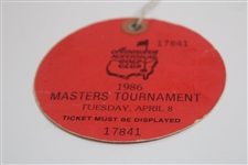 Payne Stewart Signed 1986 Masters Tuesday Round Ticket #17841 JSA ALOA