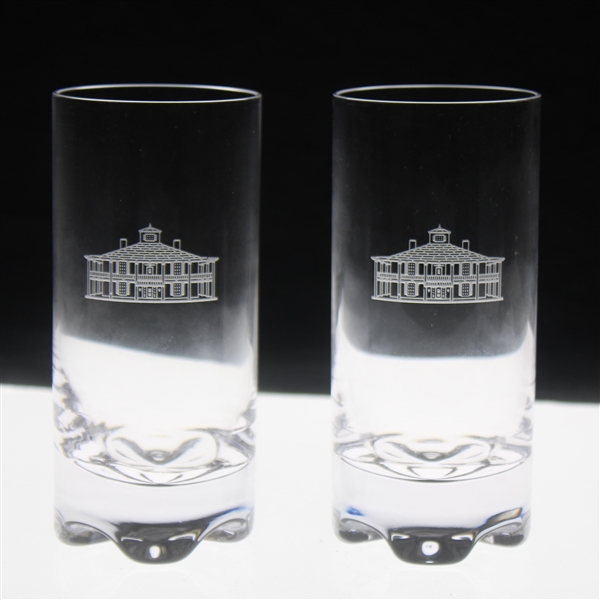 Two (2) Augusta National Golf Club Glass Clubhouse Logo Drinking Glasses