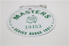 1961 Masters Tournament SERIES Badge #10453 - Gary Player Winner