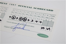 Tiger Woods Signed 1997 Masters Tournament Official Scorecard UDA
