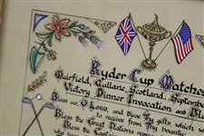 1973 Ryder Cup Matches Victory Dinner Invocation and Blessing - Framed