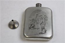 Marshall Golf Awards Pewter Golf Theme Flask w/Box