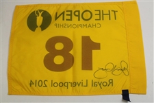 Rory McIlroy Signed 2014 The Open at Royal Liverpool Flag JSA #M55330