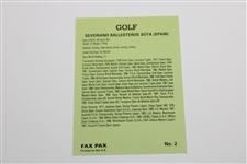 1993 Seve Ballesteros Signed Fax Pax Golf Card #2 JSA ALOA 