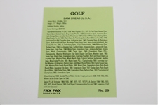 1993 Sam Snead Signed Fax Pax Golf Card JSA ALOA
