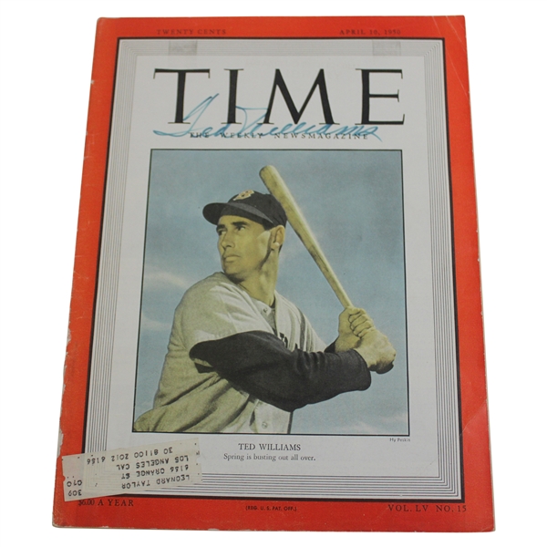 Ted Williams Signed April 10, 1950 Full Time Magazine JSA LOA