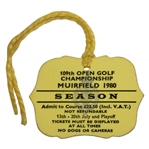 1980 Open Championship at Muirfield Season Badge #5632 - Tom Watson Winner