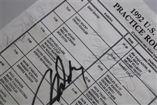 Seve, Payne, Jack, Phil (PGA Tour Debut) & others Signed 1992 US Open Pairing Sheet JSA ALOA