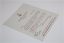 1941 Letter From The Merion Cricket Club About Employee Christmas Fund