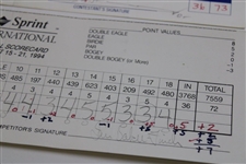 Watson, Baker-Finch, Lehman & Five (5) others Signed 1994 Sprint & 1998 Doral Open Official Scorecards