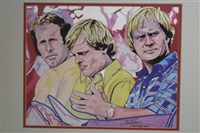 1975 Masters Jack Nicklaus, Johnny Miller & Tom Weiskopf Trophy Ceremony Print by Neal Portnoy - Matted