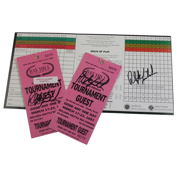 Champ Phil Mickelson Signed Two (2) 1997 Bay Hill Tickets & Scorecard JSA ALOA