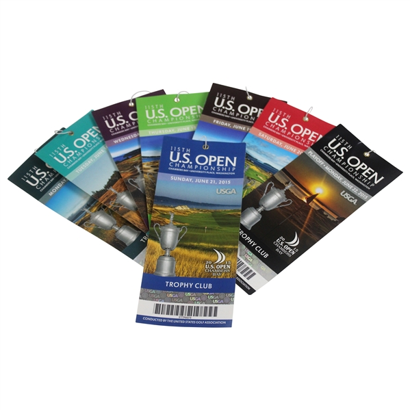 Full Set of 2015 US Open at Chambers Bay Ticket Set - 8 Tickets - Jordan Spieth