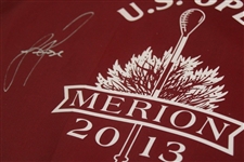 Justin Rose 2013 US Open at Merion Red Screen Flag JSA ALOA