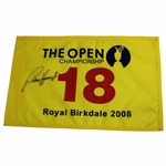 Padraig Harrington Signed 2008 The Open at Royal Birkdale Flag JSA ALOA