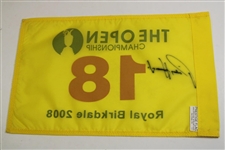 Padraig Harrington Signed 2008 The Open at Royal Birkdale Flag JSA ALOA