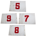 Player, Trevino, OMeara & Floyd Signed Red/White Holes 5-6-7-8 Embroidered Flags JSA ALOA
