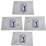 Trevino, Venturi, Villegas & Lyle Signed PGA Tour Embroidered White Flags JSA ALOA