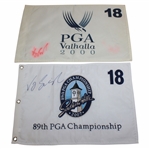 Vijay Singh Signed 2000 & 2007 PGA Championship Flags - Valhalla & Southern Hills JSA ALOA