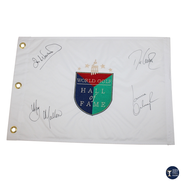 Love III, Woosnam, Mallon & Ochoa Signed World Golf Hall of Fame Flag JSA ALOA