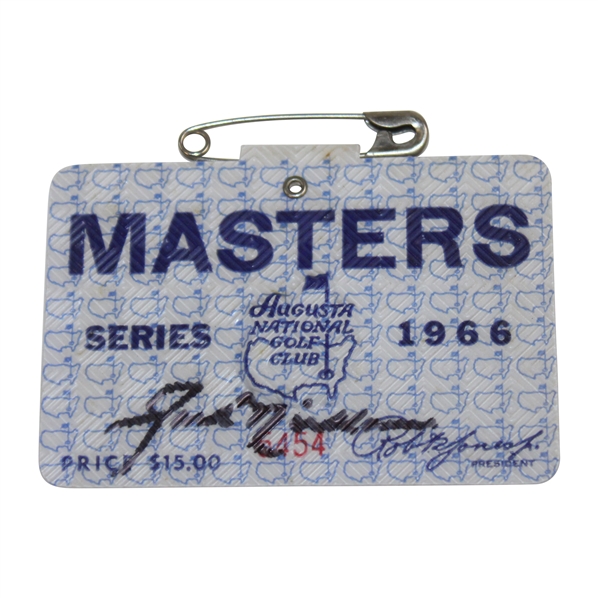Jack Nicklaus Signed 1966 Masters SERIES Badge #5454 JSA ALOA