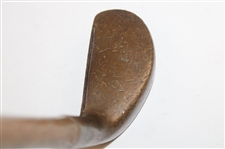 'Zozo' Brass Head Medium Lie Navy London Putter With Hickory Shaft 