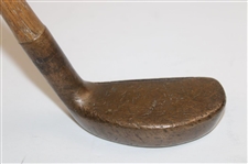  'Zozo' Brass Head Medium Lie Navy London Putter With Hickory Shaft 