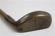  'Zozo' Brass Head Medium Lie Navy London Putter With Hickory Shaft 