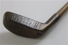  'Zozo' Brass Head Medium Lie Navy London Putter With Hickory Shaft 