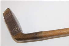  'Zozo' Brass Head Medium Lie Navy London Putter With Hickory Shaft 