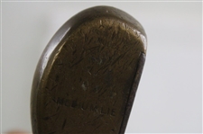  'Zozo' Brass Head Medium Lie Navy London Putter With Hickory Shaft 