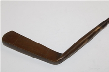 W.E. Harness 44 Brass Head Putter With Wooden Paddle Grip
