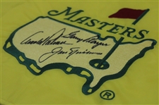 Big 3' Palmer, Nicklaus & Player Signed 1997 Masters Embroidered Flag - Rare JSA ALOA