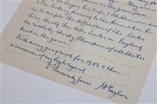 JH Taylor Signed Handwritten 1952 Letter JSA ALOA