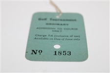 Royal Lytham & St. Annes Golf Tournament Ordinary Ticket No. 1853 - Likely 1952 Open Championship