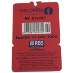 2006 Open Championship At Royal Liverpool Final Round Sunday Ticket No. 016489