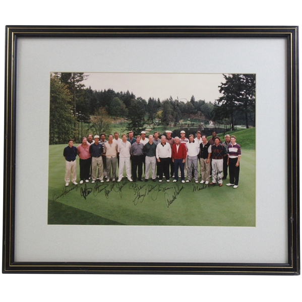 Nicklaus, Palmer, Daly & others Signed Fred Meyer Challenge Group Photo - Framed JSA ALOA