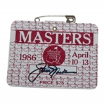 Jack Nicklaus Signed 1986 Masters SERIES Badge #A8252 JSA ALOA