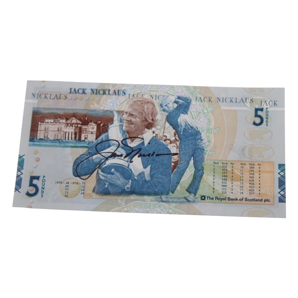 Jack Nicklaus Signed RBS 5 Pound Note JSA ALOA