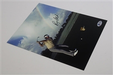 Ray Floyd Signed Photo Hitting At The Range w/Rainbow In The Background Beckett #T35418