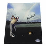 Ray Floyd Signed Photo Hitting At The Range w/Rainbow In The Background Beckett #T35418