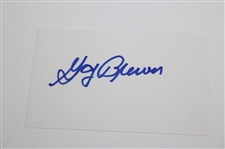 Gary Player Signed Masters Photo with Gay Brewer & Art Wall Signed 3x5 Cards JSA ALOA