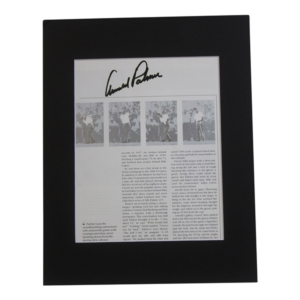 Arnold Palmer Signed 1960 US Open at Cherry Hills Matted Article Display JSA ALOA