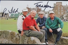 Ray Floyd & Tom Watson Signed Swilken Bridge Photo w/Jack & Arnie JSA ALOA