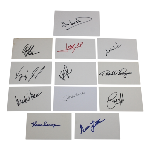 Sarazen, Weir, Couples & 9 Others Signed Index Cards JSA ALOA