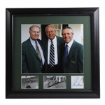 Big Three (Palmer, Player, Nicklaus) Signed Cut w/Photo at Augusta in Their Green Jackets JSA ALOA