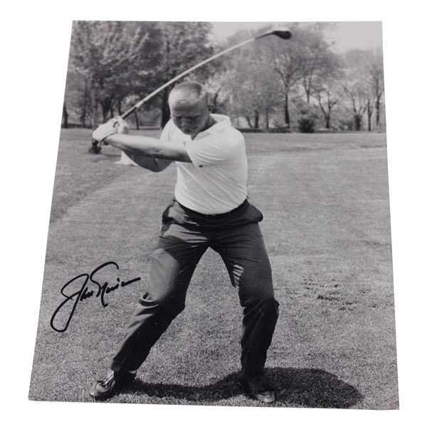 Jack Nicklaus Signed Mid Swing Black & White Photo JSA ALOA