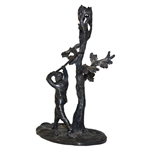 Circa 1890’s Small Figural Silver Plate Golfer Candlestick Holder By William Wheatcroft Harrison & Co.
