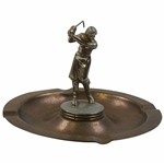 c.1930s Silver Golfer Figurine Ashtray With Center Female Golfer