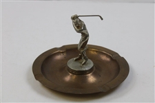 c.1930s Silver Golfer Figurine Ashtray With Center Female Golfer